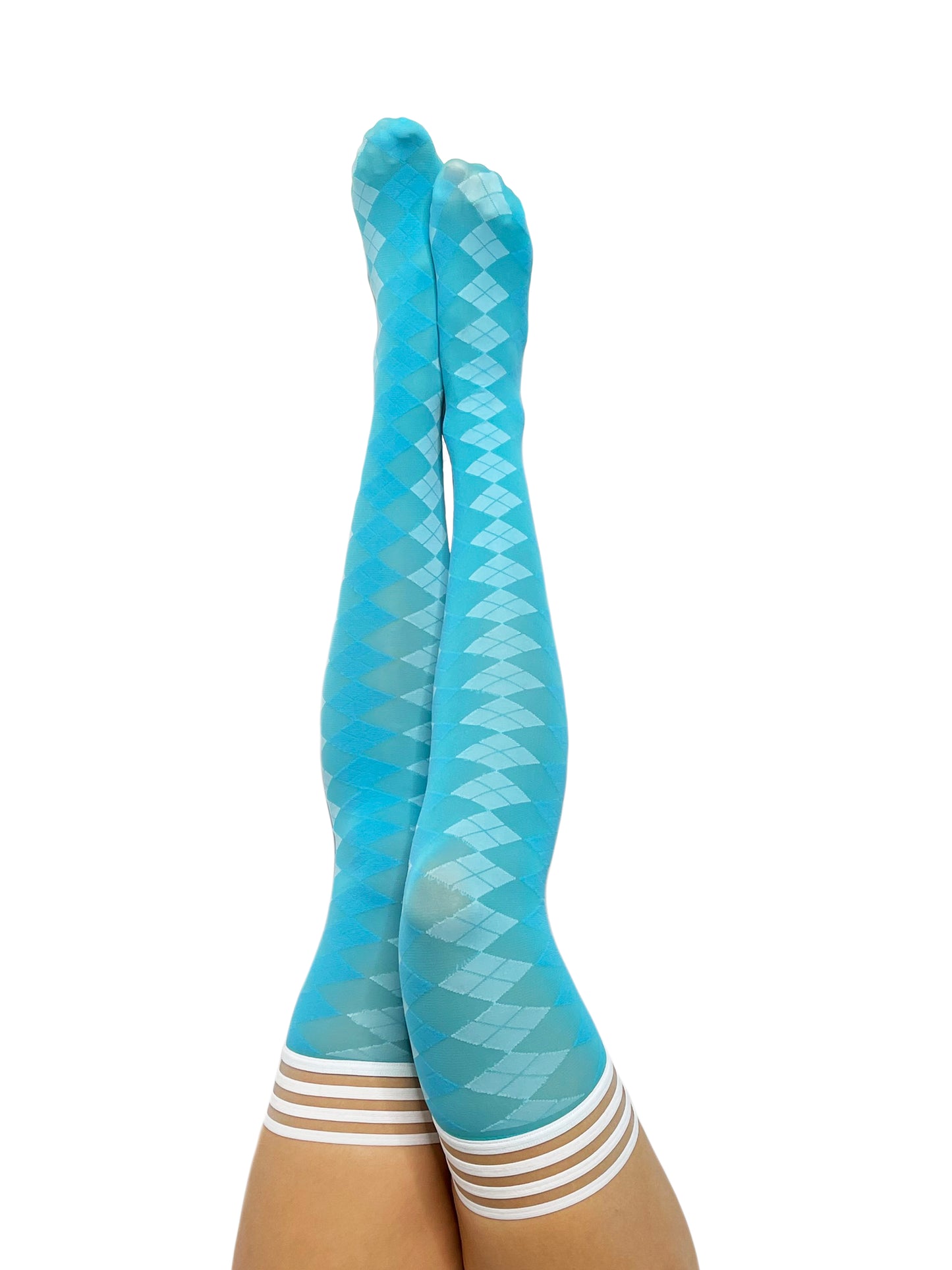 Teal Argyle Thigh-Highs