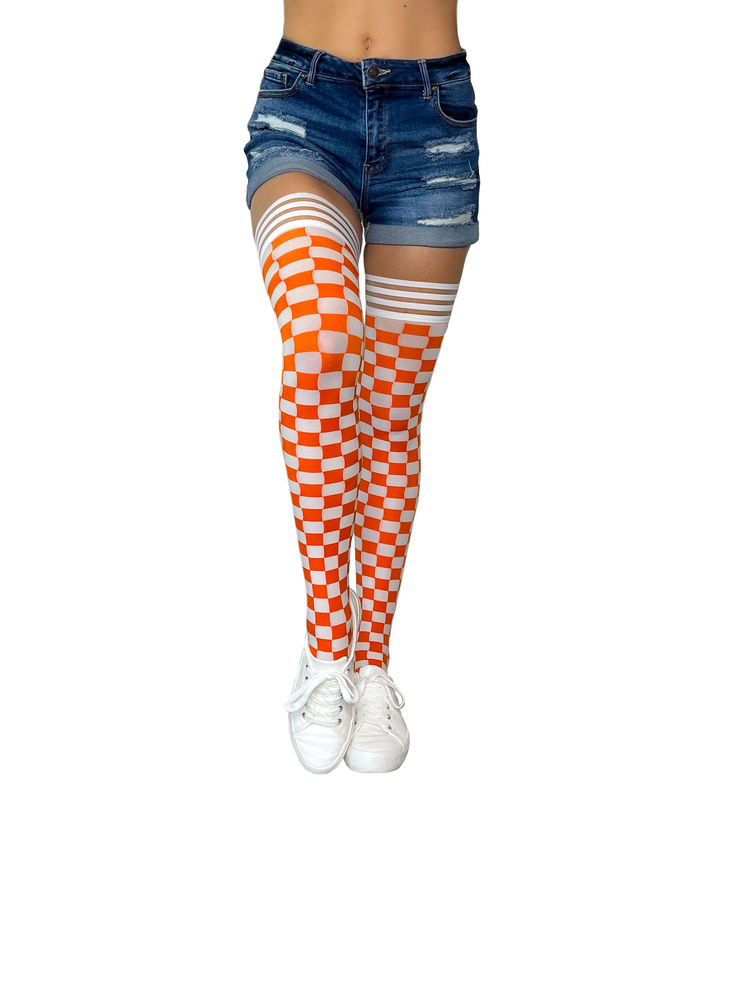 Orange thigh highs best sale