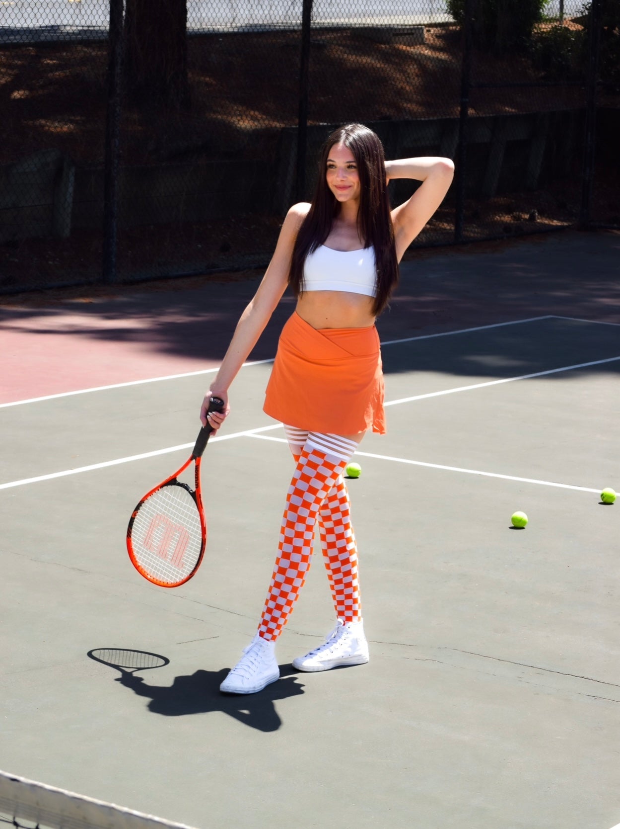 Orange & White Thigh-Highs