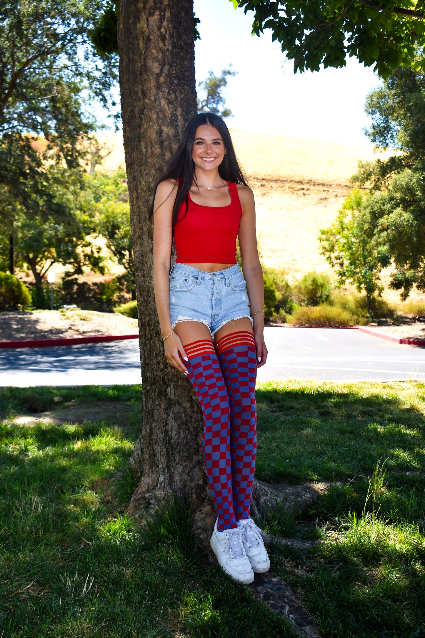 Red & Navy Thigh-Highs