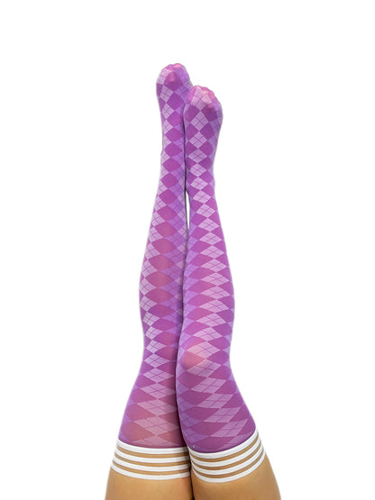 Purple Argyle Thigh-Highs