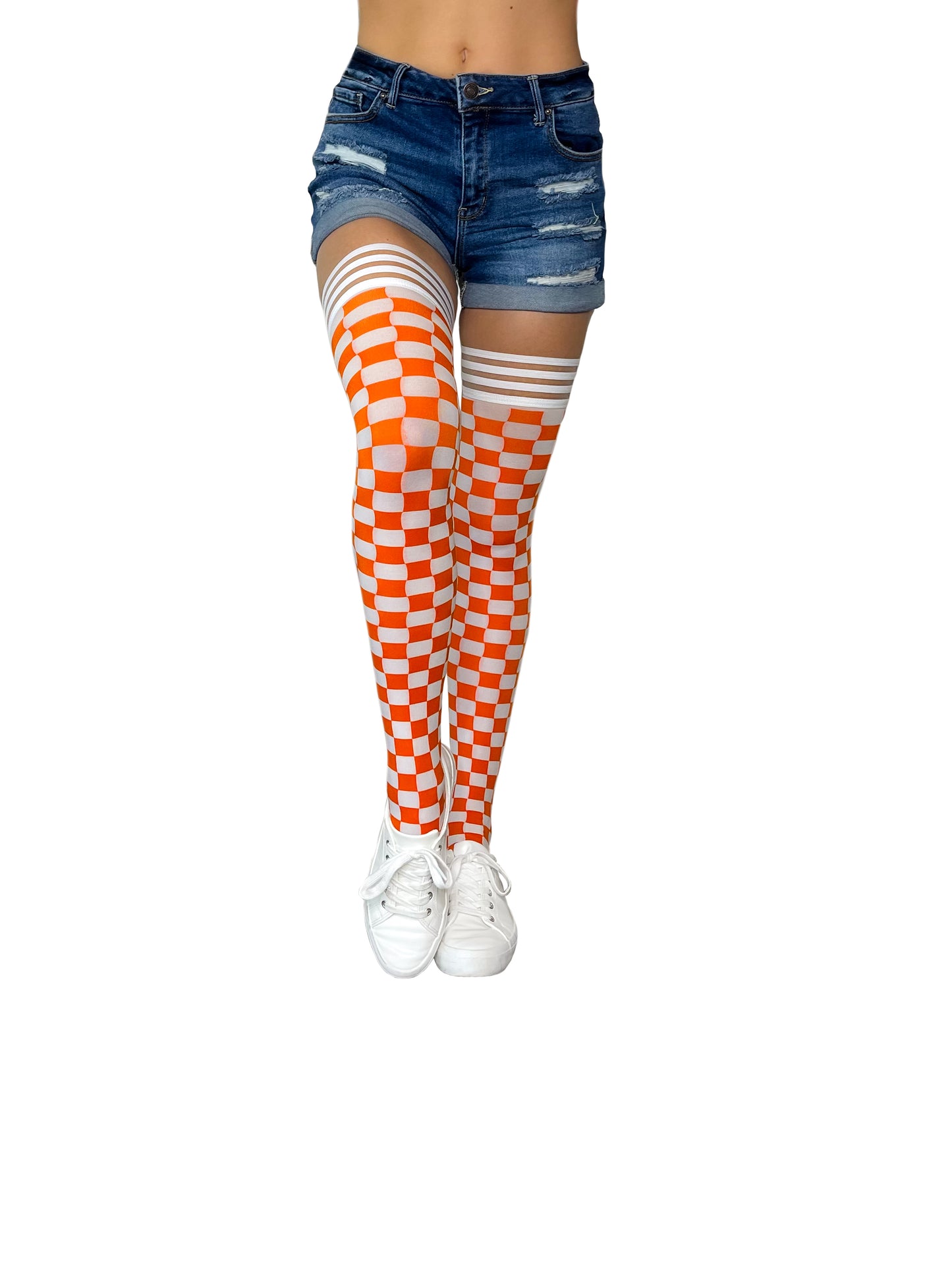 Orange & White Thigh-Highs