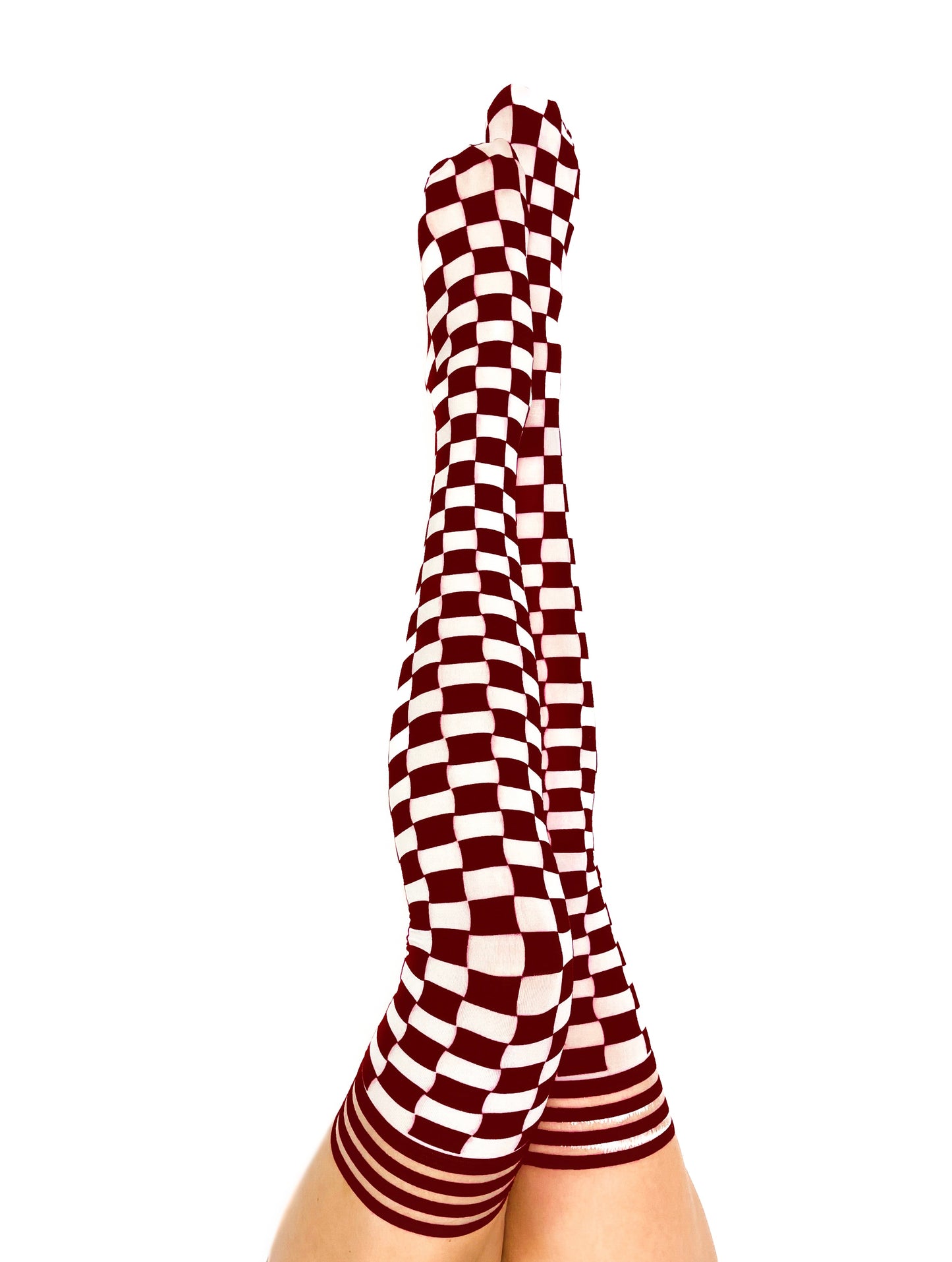 Coming SOON! Maroon & White Thigh-Highs