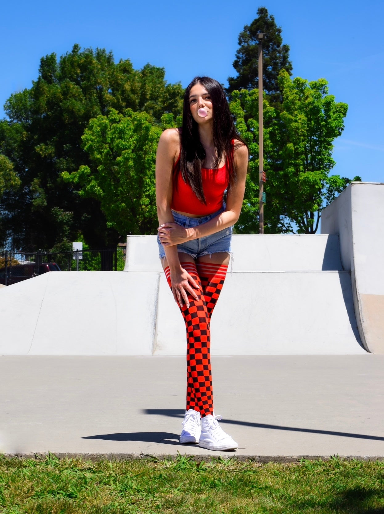 NEW! Red & Black Thigh-Highs