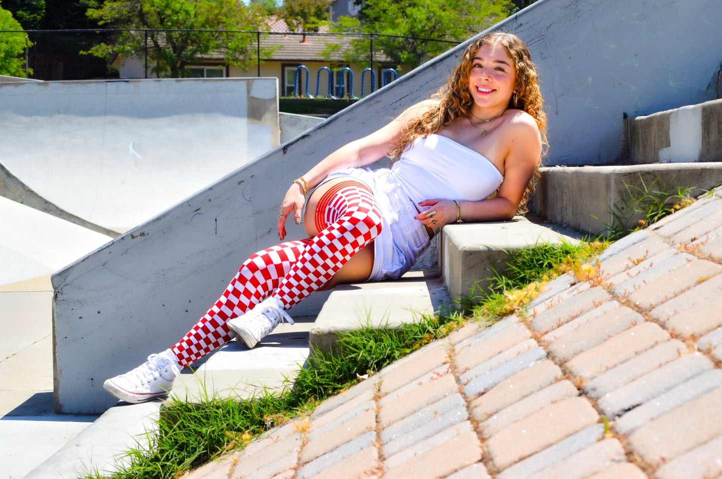 NEW! Red & White Thigh-Highs