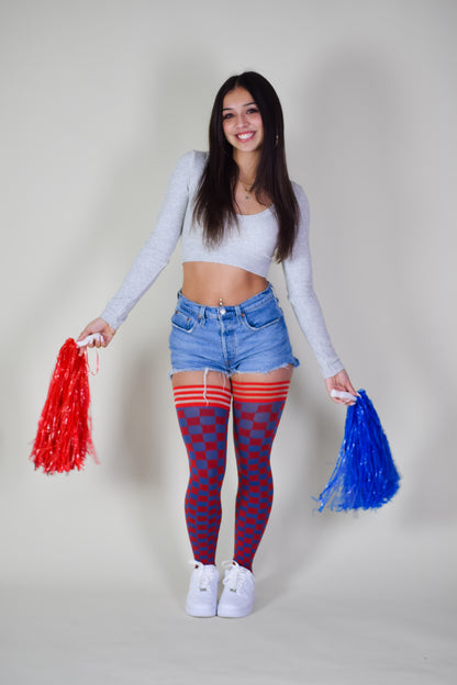 Red & Navy Thigh-Highs