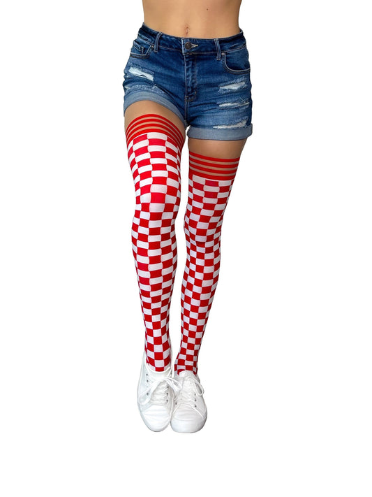 Red & White Thigh-Highs