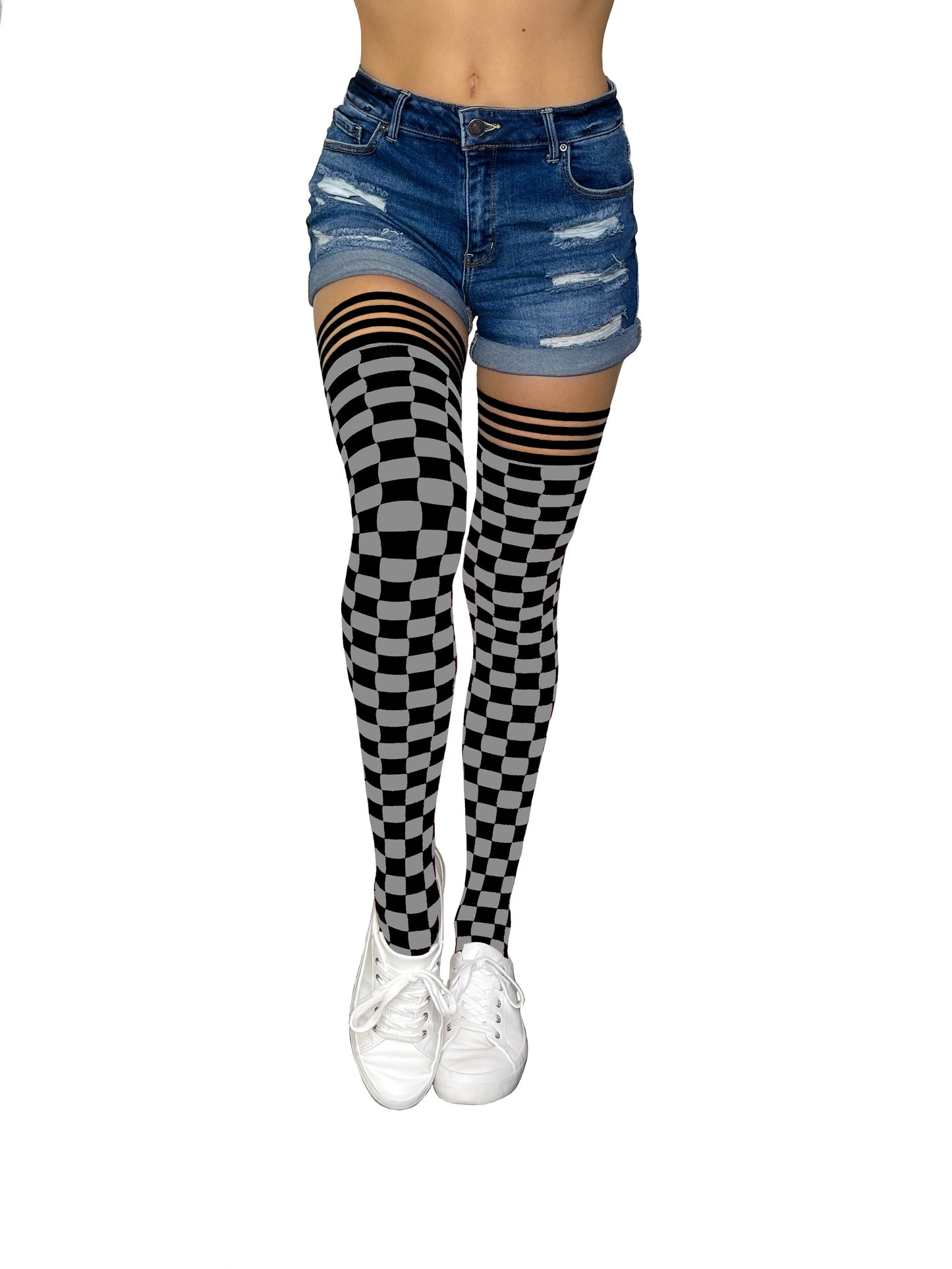 Black & Grey Thigh-Highs