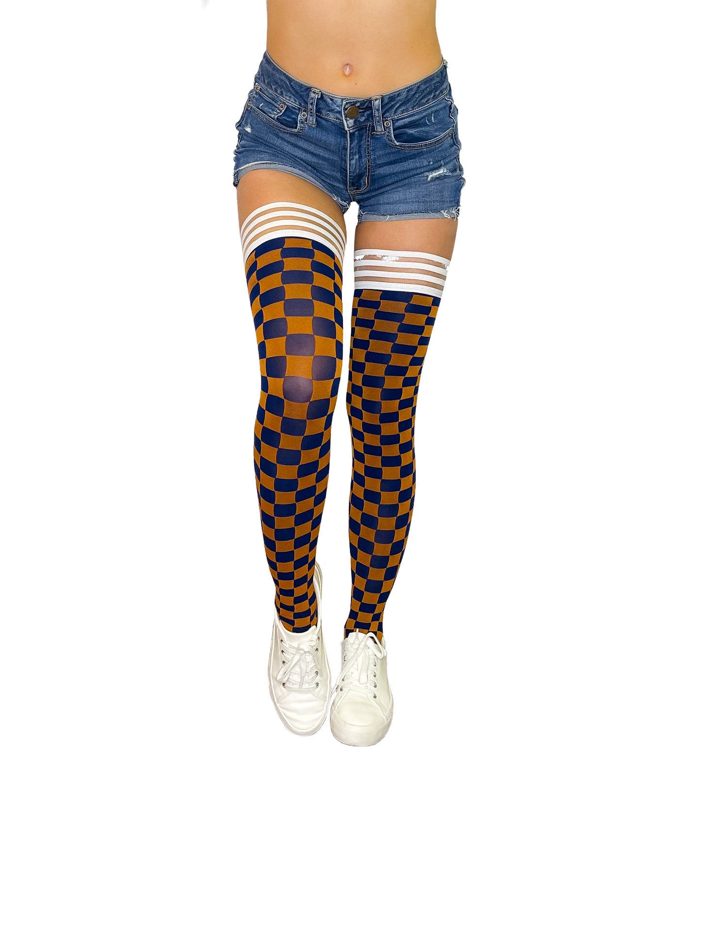 Burnt Orange & Navy Thigh-Highs