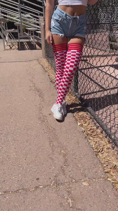 Red & White Thigh-Highs