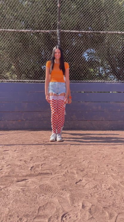 Orange & White Thigh-Highs