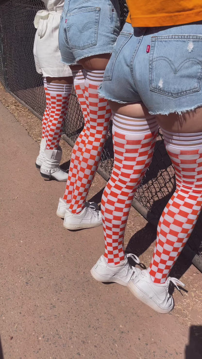 Orange & White Thigh-Highs