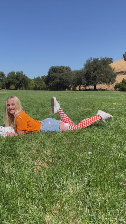 Orange & White Thigh-Highs